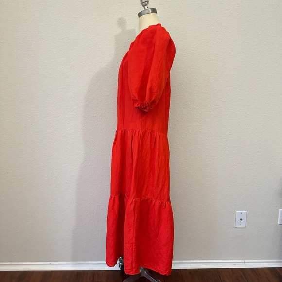 SOLID & STRIPED The Peasant Midi Dress in Candy Red - Picture 10 of 14